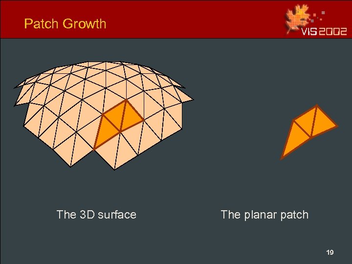 Patch Growth The 3 D surface The planar patch 19 