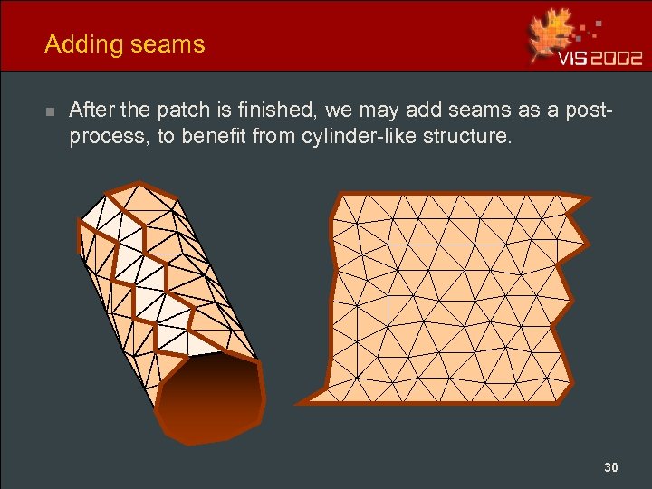 Adding seams n After the patch is finished, we may add seams as a