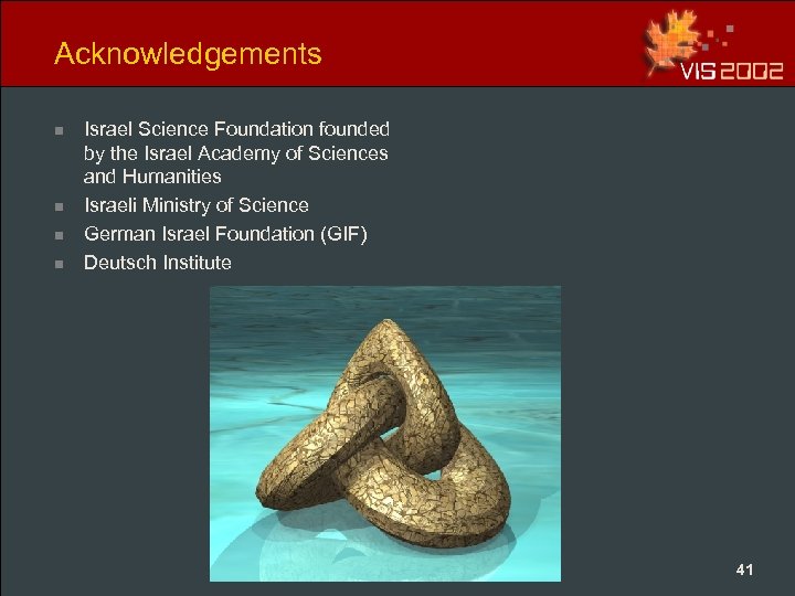 Acknowledgements n n Israel Science Foundation founded by the Israel Academy of Sciences and