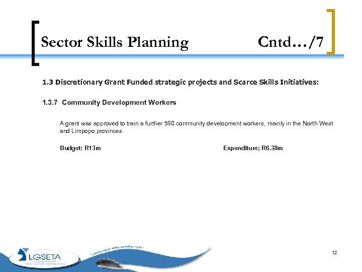 Sector Skills Planning Cntd…/7 1. 3 Discretionary Grant Funded strategic projects and Scarce Skills
