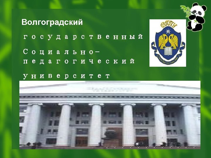 Волгоградский государственный Социальнопедагогический университет 