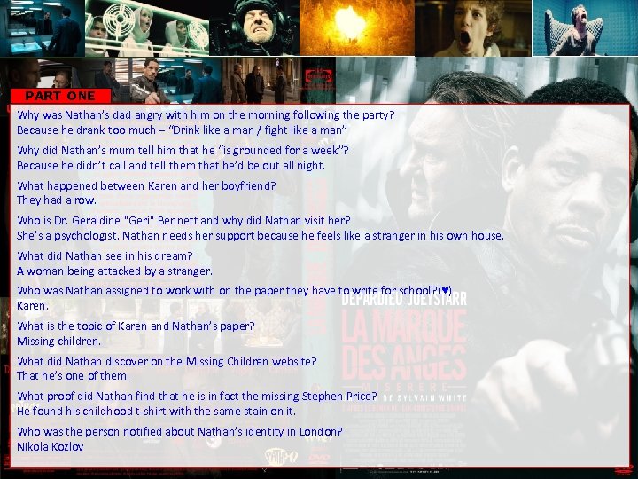 PART ONE Why was Nathan’s dad angry with him on the morning following the