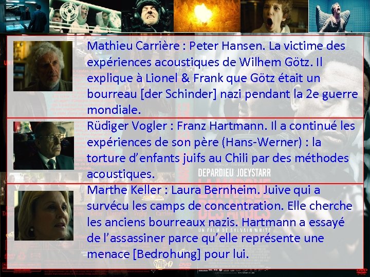 Mathieu Carrière : Peter Hansen. La victime des expériences acoustiques de Wilhem Götz. Il