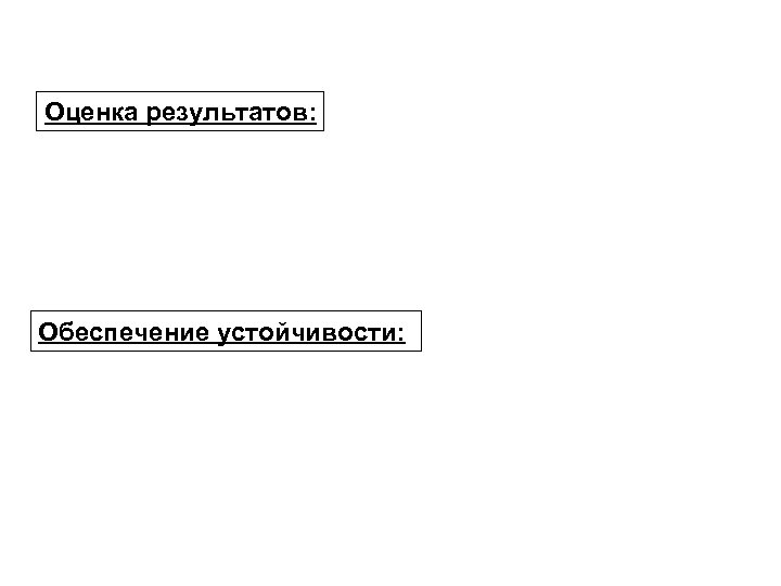 Оценка результатов: Обеспечение устойчивости: 
