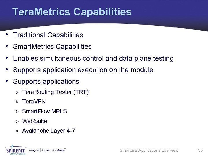 Tera. Metrics Capabilities • • • Traditional Capabilities Smart. Metrics Capabilities Enables simultaneous control