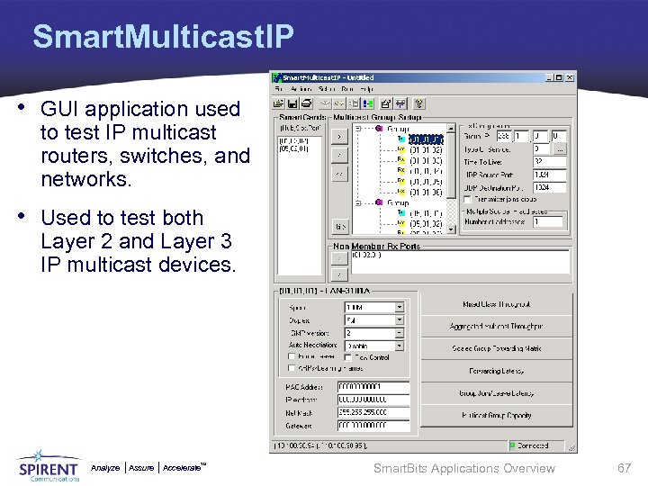 Smart. Multicast. IP • GUI application used to test IP multicast routers, switches, and