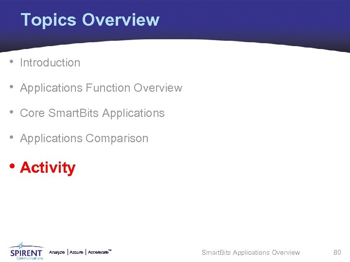 Topics Overview • Introduction • Applications Function Overview • Core Smart. Bits Applications •