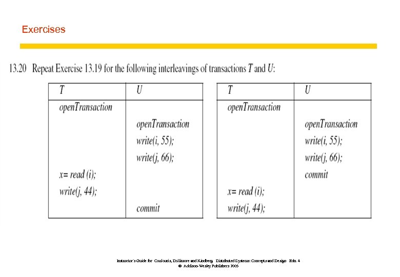 Exercises Instructor’s Guide for Coulouris, Dollimore and Kindberg Distributed Systems: Concepts and Design Edn.