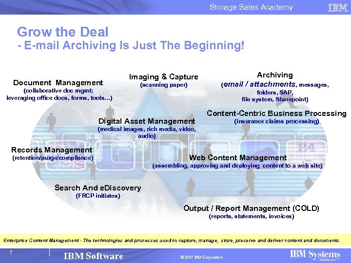 Storage Sales Academy Grow the Deal - E-mail Archiving Is Just The Beginning! Document