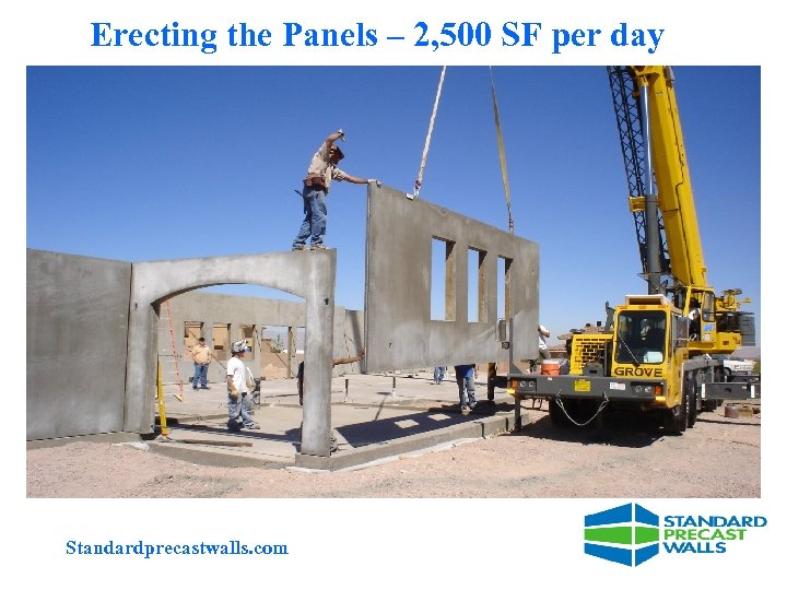 Erecting the Panels – 2, 500 SF per day Standardprecastwalls. com 