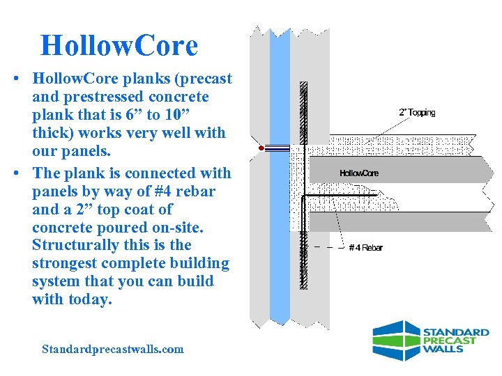 Hollow. Core • Hollow. Core planks (precast and prestressed concrete plank that is 6”