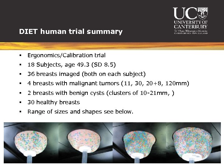 DIET human trial summary § Ergonomics/Calibration trial § 18 Subjects, age 49. 3 (SD