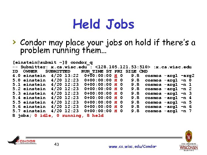 Held Jobs › Condor may place your jobs on hold if there’s a problem