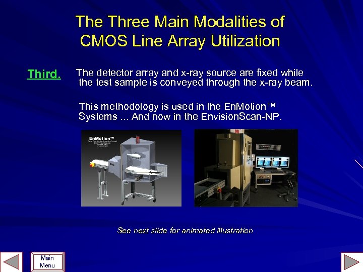 The Three Main Modalities of CMOS Line Array Utilization Third. The detector array and