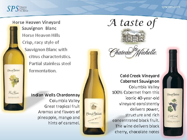 Horse Heaven Vineyard Sauvignon Blanc Horse Heaven Hills Crisp, racy style of Sauvignon Blanc