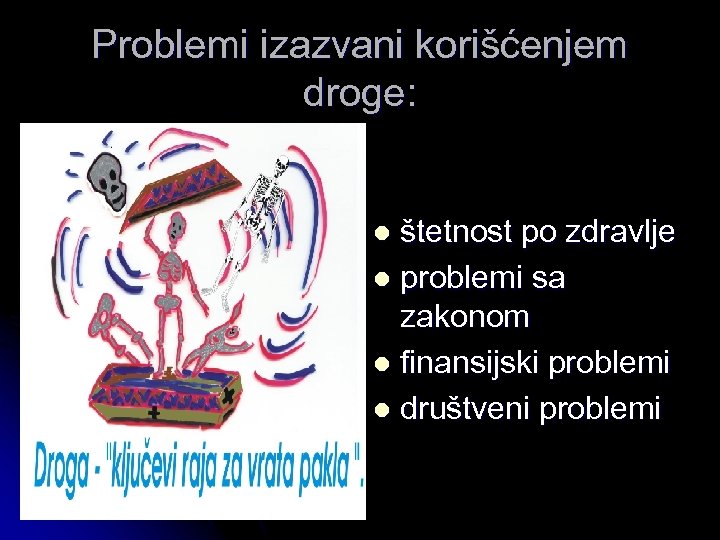 Problemi izazvani korišćenjem droge: štetnost po zdravlje l problemi sa zakonom l finansijski problemi