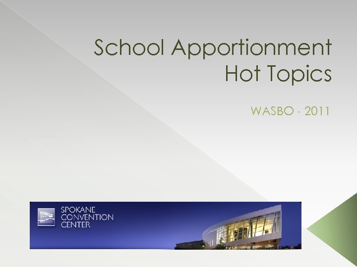 School Apportionment Hot Topics WASBO - 2011 
