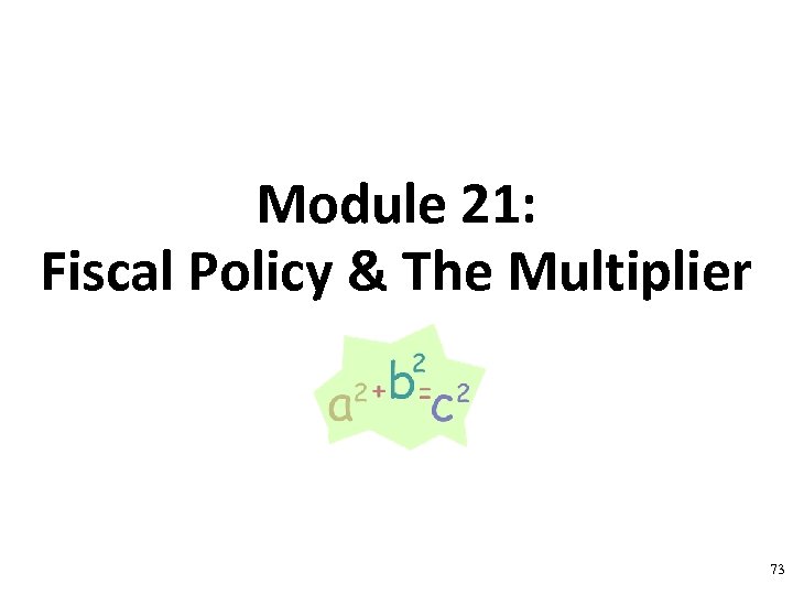 Module 21: Fiscal Policy & The Multiplier 73 