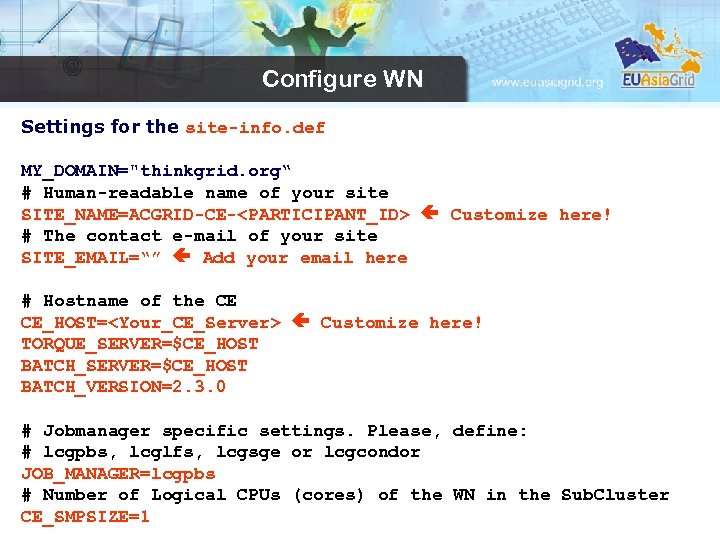 Configure WN Settings for the site-info. def MY_DOMAIN=
