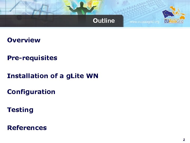 Outline Overview Pre-requisites Installation of a g. Lite WN Configuration Testing References 2 