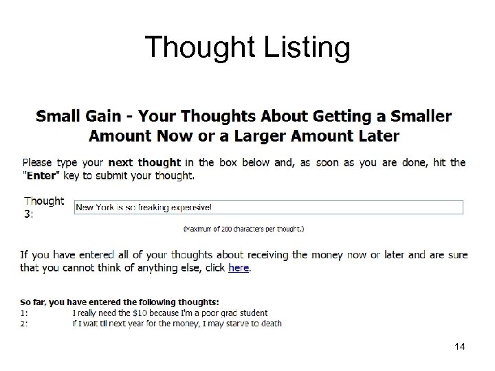 Thought Listing 14 