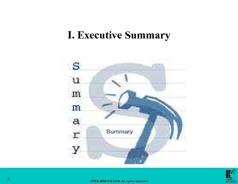 I. Executive Summary 3 OPEN MINDS © 2009. All rights reserved. 
