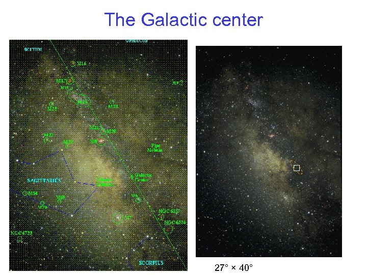 The Galactic center 27° × 40° 