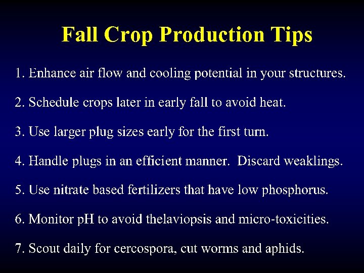 Fall Crop Production Tips 