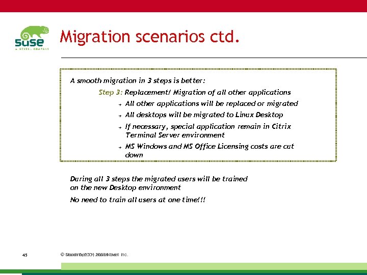 Migration scenarios ctd. A smooth migration in 3 steps is better: Step 3: Replacement/