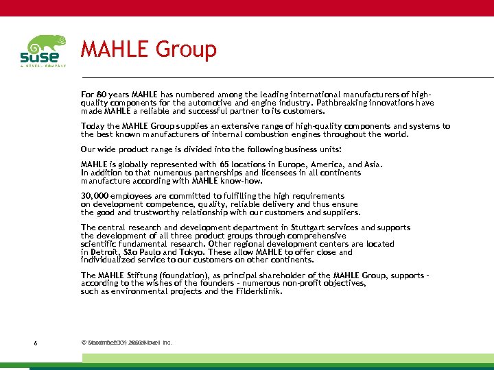 MAHLE Group For 80 years MAHLE has numbered among the leading international manufacturers of