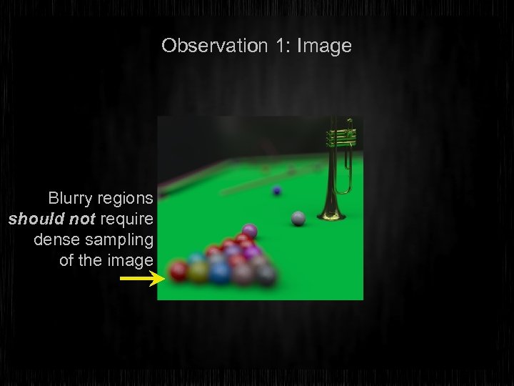 Observation 1: Image Blurry regions should not require dense sampling of the image 