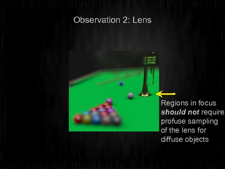 Observation 2: Lens Regions in focus should not require profuse sampling of the lens