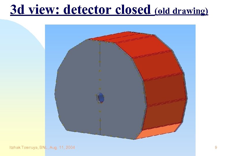 3 d view: detector closed (old drawing) Itzhak Tserruya, BNL, Aug. 11, 2004 9