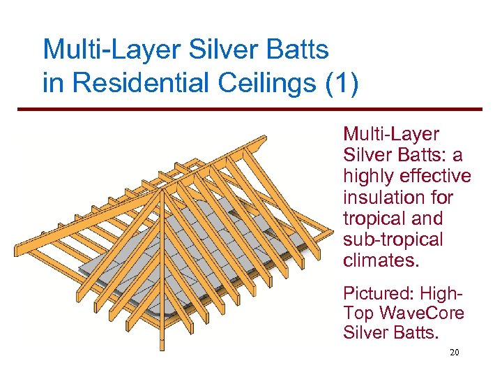 Multi-Layer Silver Batts in Residential Ceilings (1) Multi-Layer Silver Batts: a highly effective insulation
