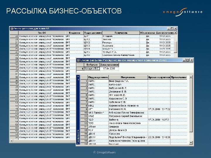 РАССЫЛКА БИЗНЕС-ОБЪЕКТОВ 