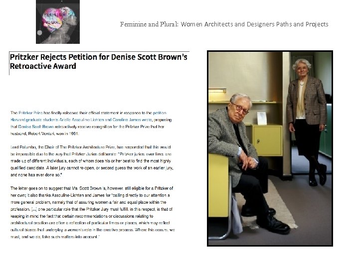 Feminine and Plural: Women Architects and Designers Paths and Projects 