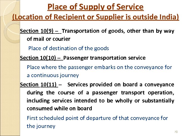 Place of Supply of Service (Location of Recipient or Supplier is outside India) Section