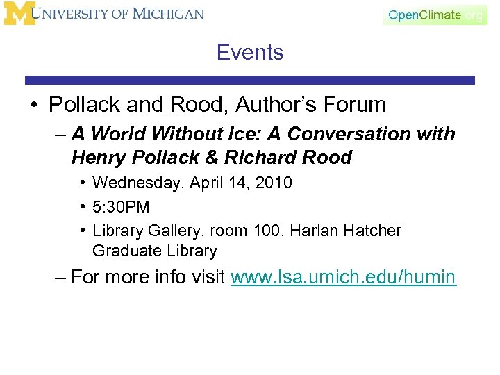 Events • Pollack and Rood, Author’s Forum – A World Without Ice: A Conversation