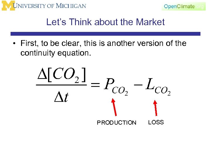 Let’s Think about the Market • First, to be clear, this is another version