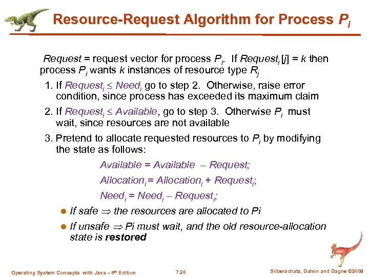 Resource-Request Algorithm for Process Pi Request = request vector for process Pi. If Requesti