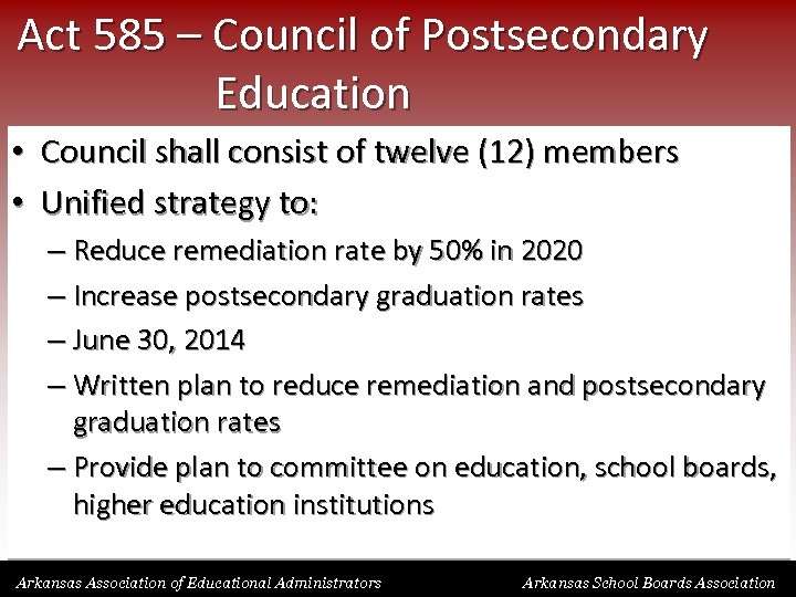 Act 585 – Council of Postsecondary Education • Council shall consist of twelve (12)