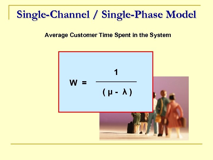 Single-Channel / Single-Phase Model Average Customer Time Spent in the System 1 W =