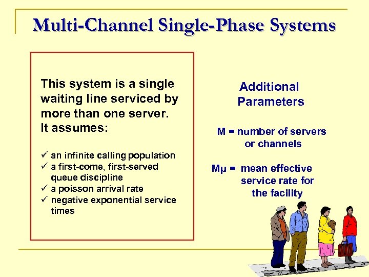 Multi-Channel Single-Phase Systems This system is a single waiting line serviced by more than