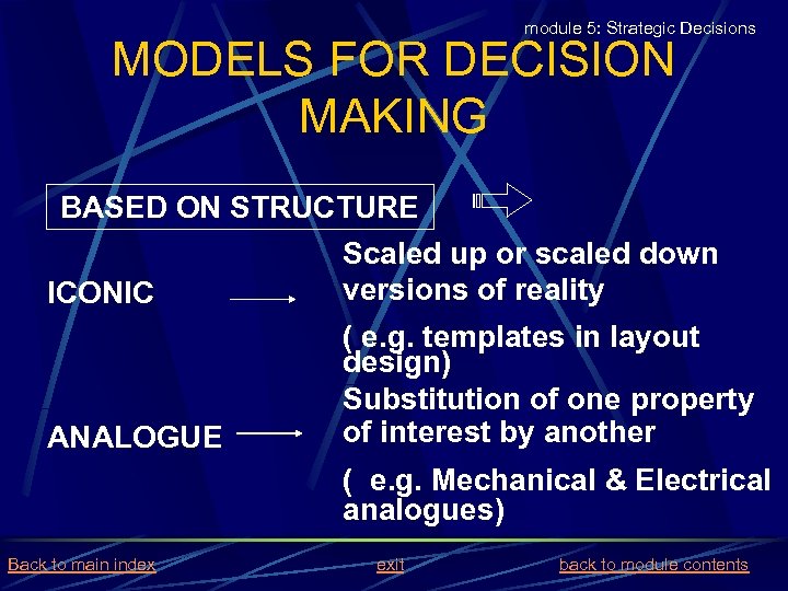 module 5: Strategic Decisions MODELS FOR DECISION MAKING BASED ON STRUCTURE Scaled up or