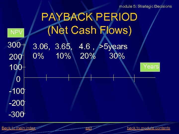 module 5: Strategic Decisions NPV PAYBACK PERIOD (Net Cash Flows) 300 3. 06, 3.