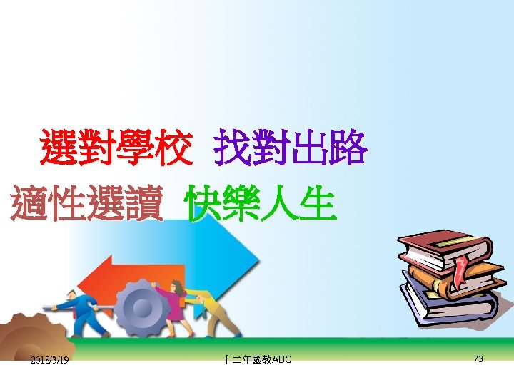 選對學校 找對出路 適性選讀 快樂人生 2018/3/19 十二年國教ABC 73 