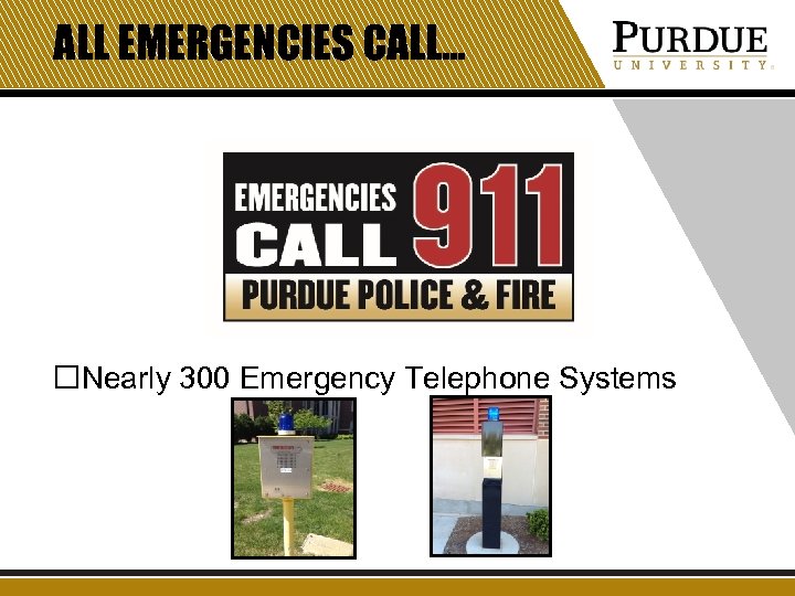 ALL EMERGENCIES CALL… Nearly 300 Emergency Telephone Systems 