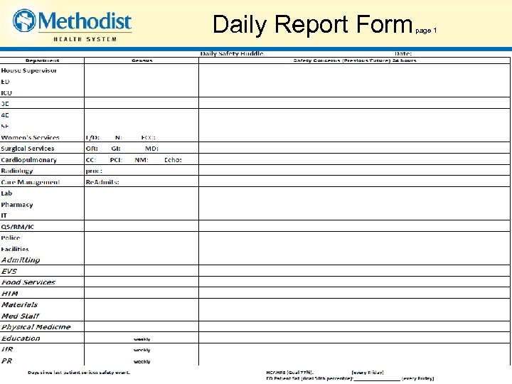 Daily Report Form page 1 