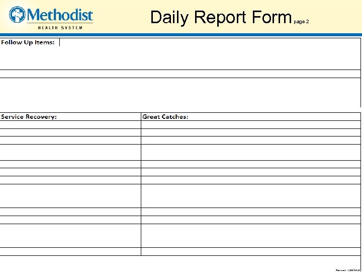 Daily Report Form page 2 