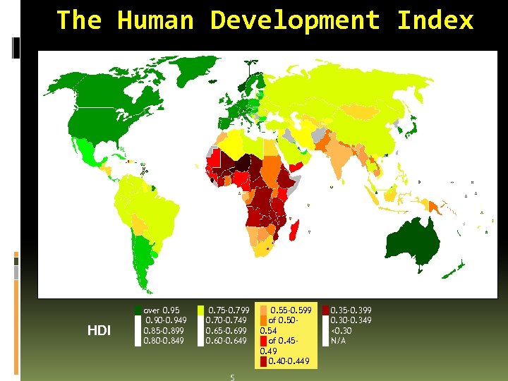 The Human Development Index HDI █ █ over 0. 95 0. 90 -0. 949